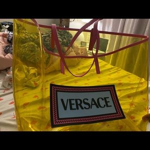 Like new Versace yellow logo tote bag.